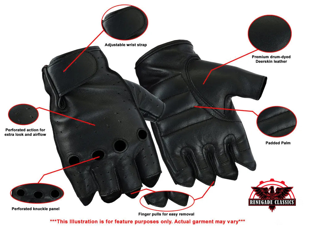 RC66 Men's Advance Deer Skin Fingerless Gloves