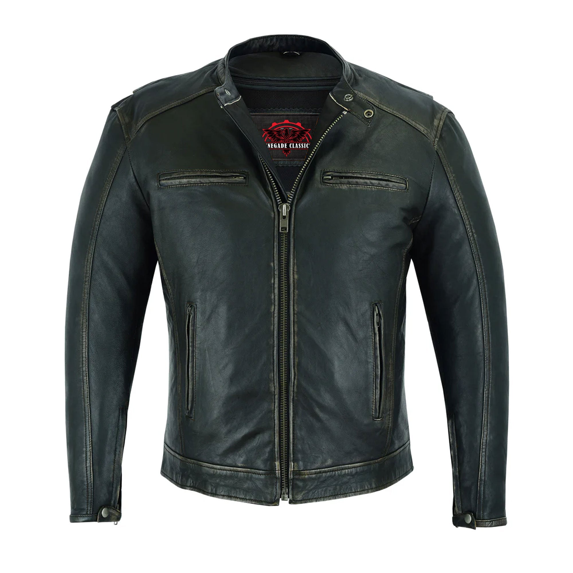 RC743 Men's Cruiser Jacket in Lightweight Drum Dyed Distressed Naked