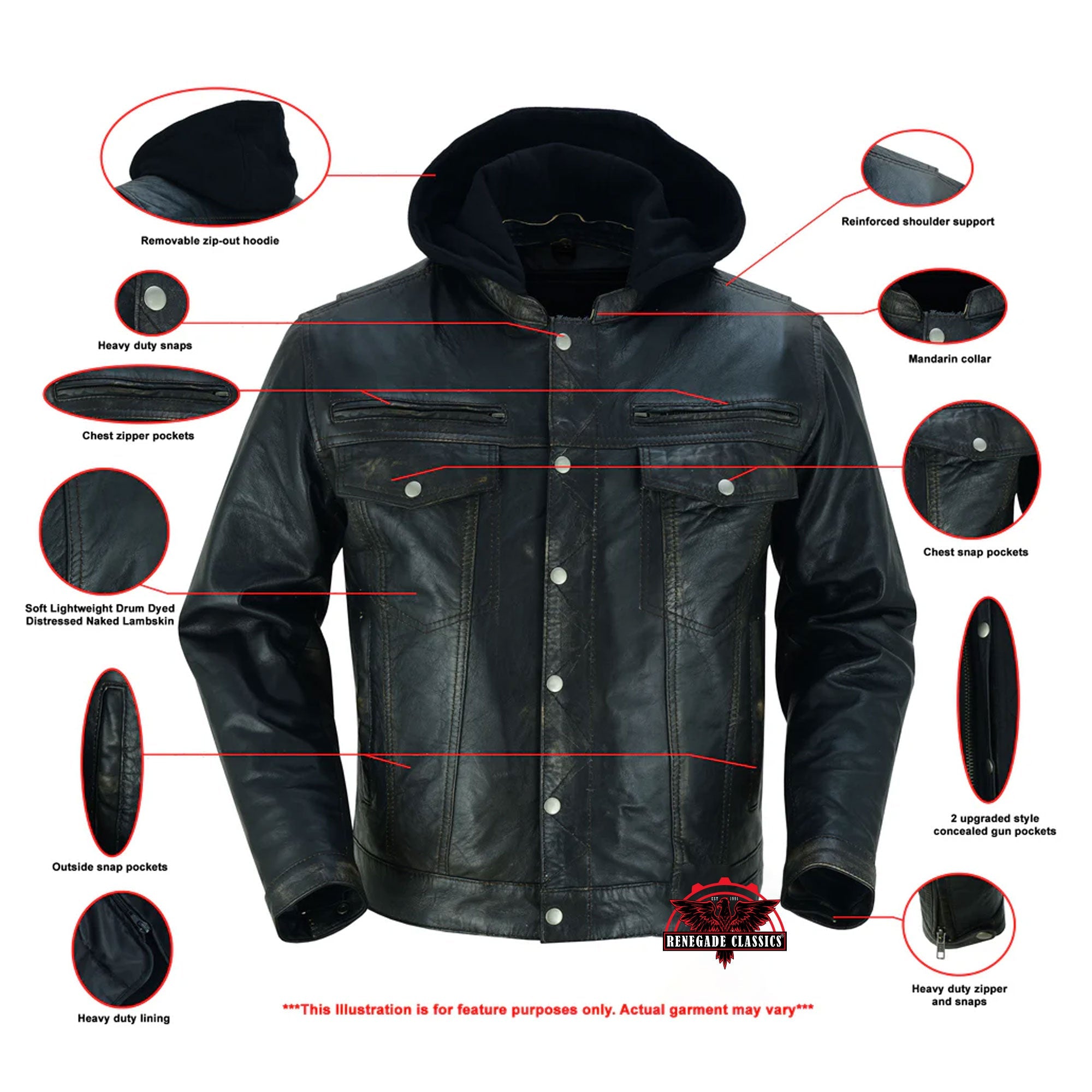 RC782 Men's Lightweight Drum Dyed Distressed Naked Lambskin Jacket