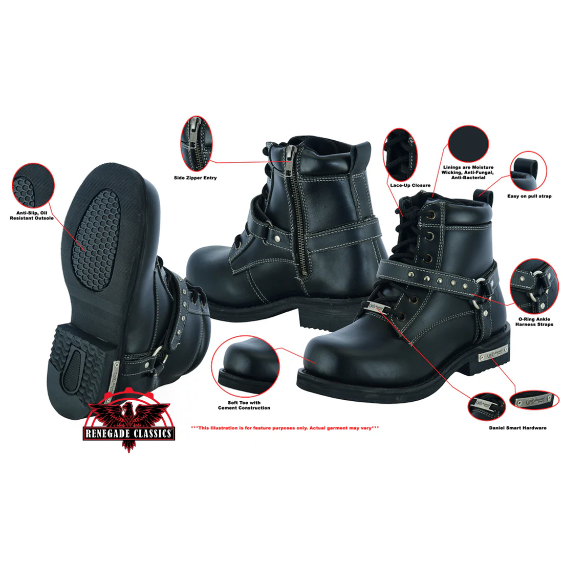 RC9766 Women's Boots with Side Zipper and Single Strap
