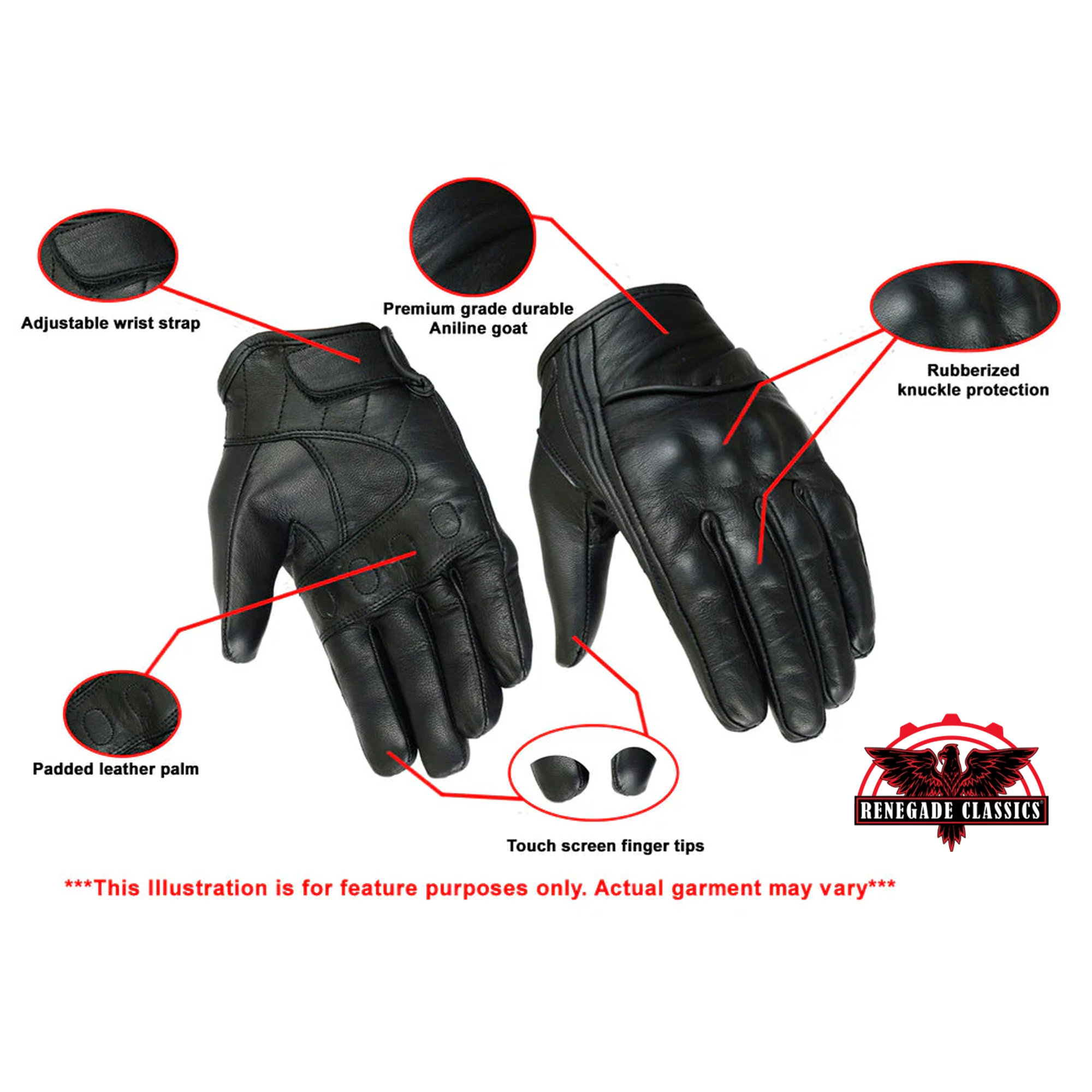 RC10 Synthetic Leather/ Mesh Fingerless Glove