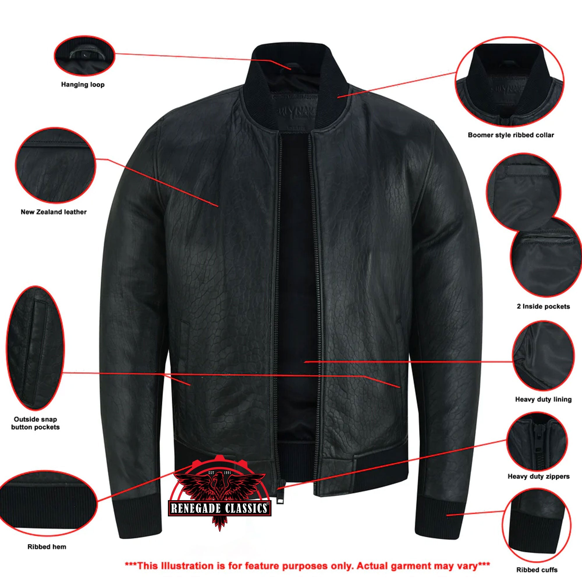 Stalwart Men's Fashion Leather Bomber Jacket
