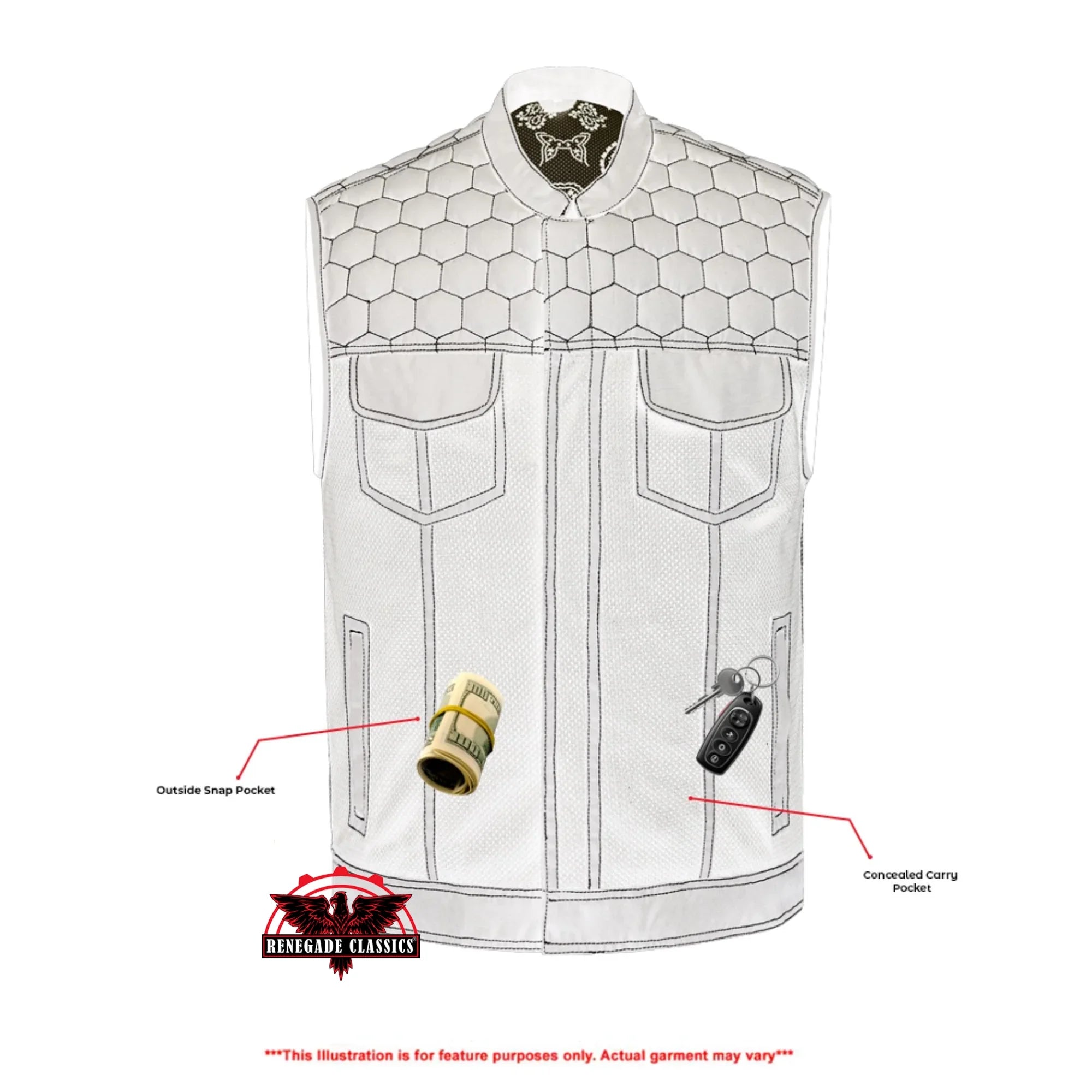 Mesh Rave Men’s Black Mesh Textile Vest with Black Paisley Liner