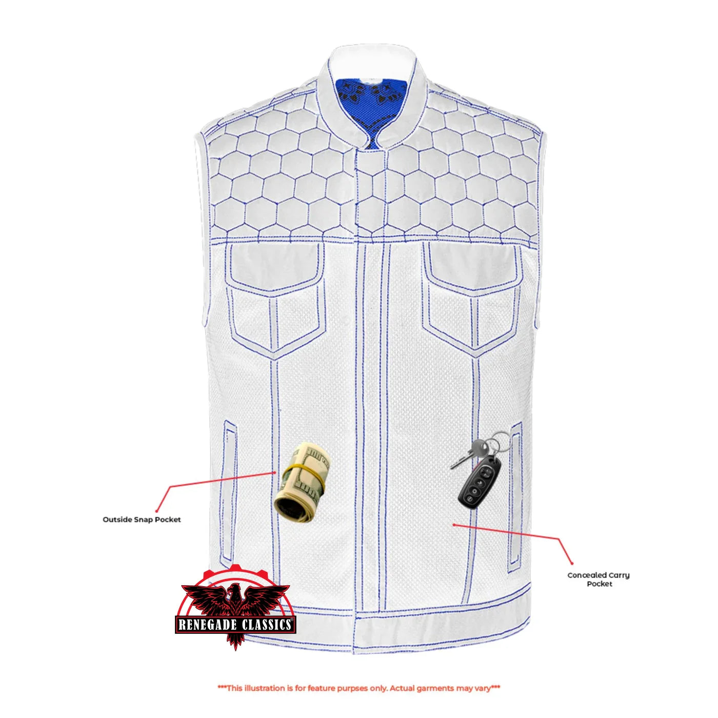 Blue Soul Men’s Black Mesh Textile Vest with Blue Paisley Liner