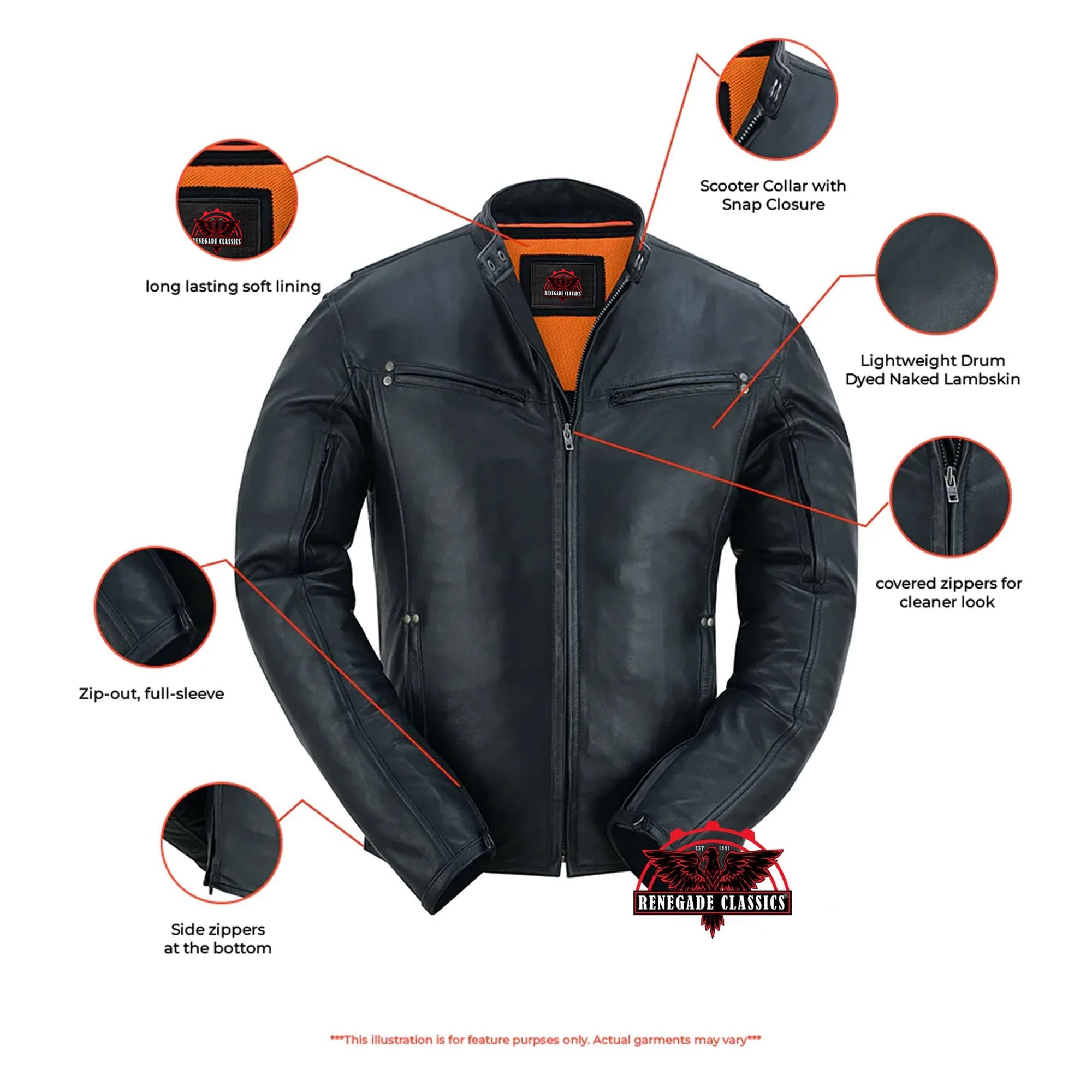 RC742 Men's Lightweight Drum Dyed Naked Lambskin Jacket