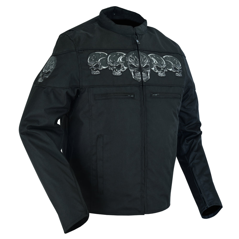 RC600 Men's Textile Scooter Style Jacket w/ Reflective Skulls