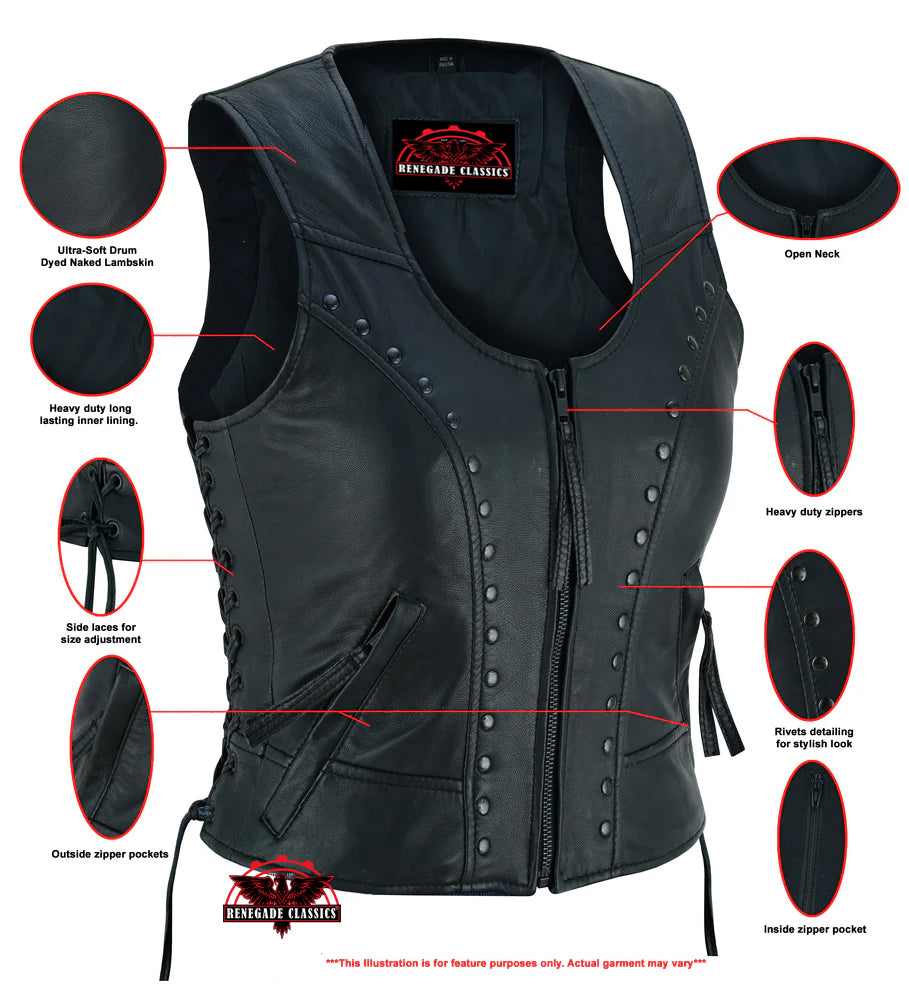 RC241 Women's Lightweight Vest with Rivets Detailing