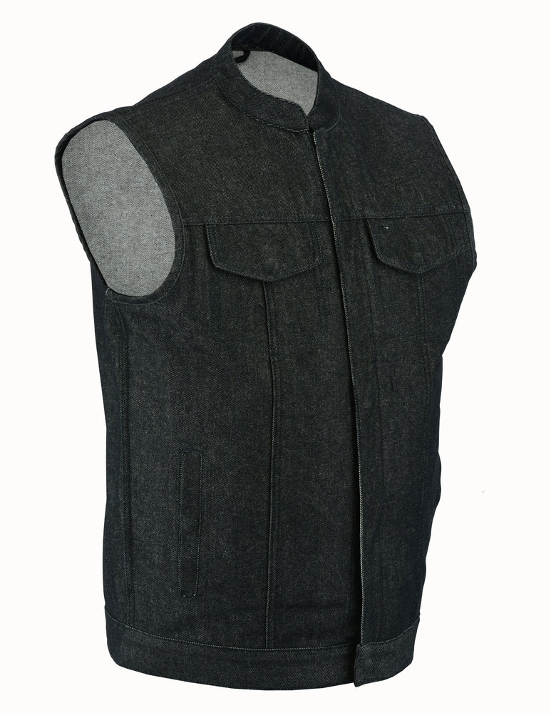 RM977 Men's Rough Rub-Off Raw Finish Denim Vest