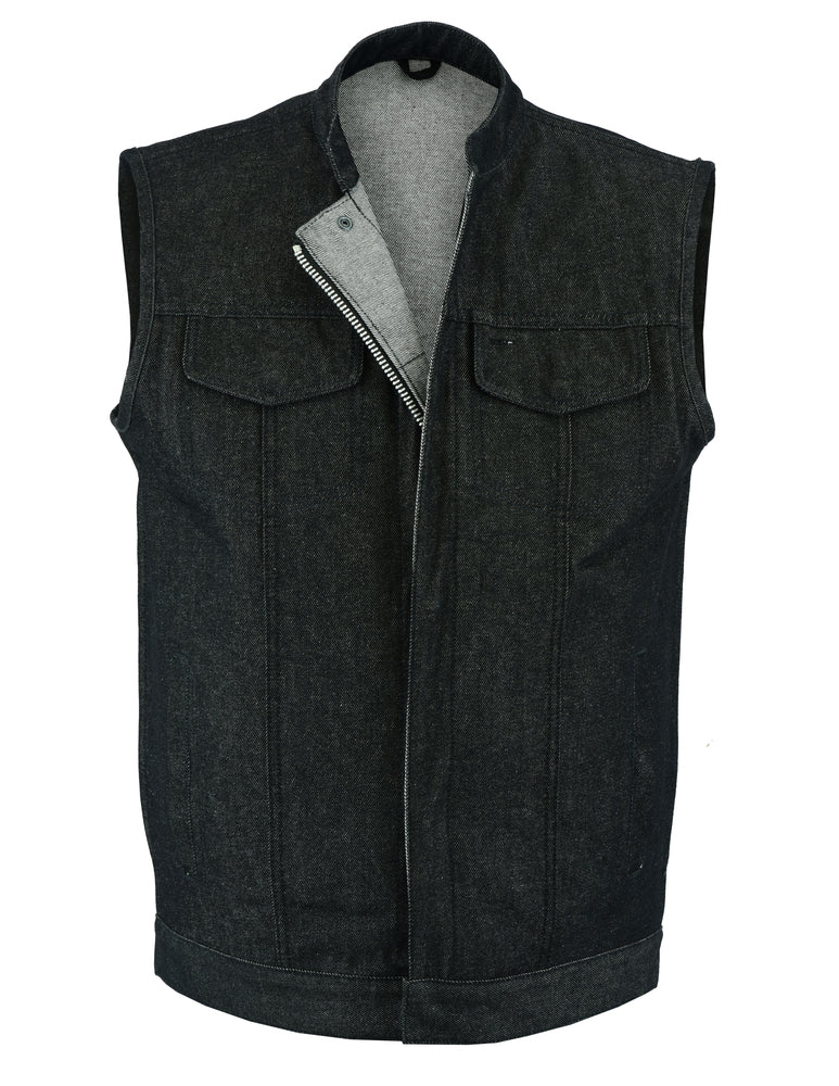 RM977 Men's Rough Rub-Off Raw Finish Denim Vest