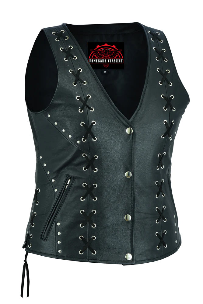 RC234 Women's Open neck Vest with Lacing Details