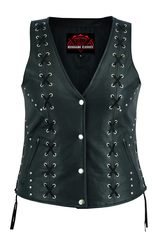 RC234 Women's Open neck Vest with Lacing Details