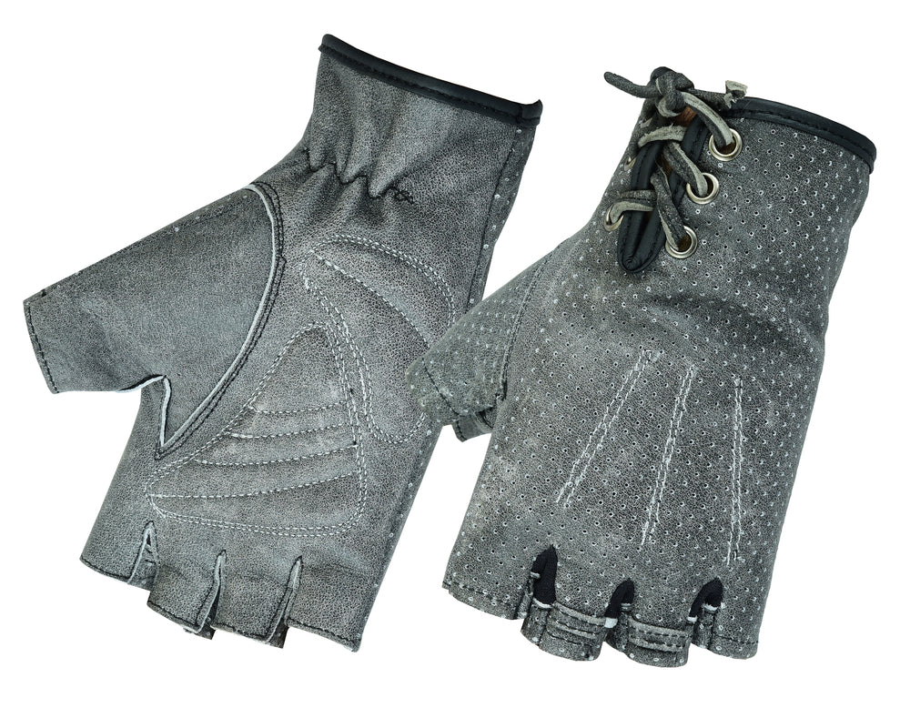 RC74 Women's Washed-Out Gray Perforated Fingerless Glove