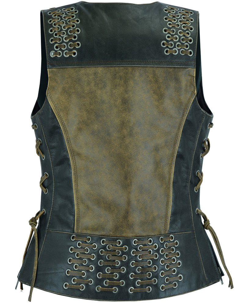 RC298 Women's Vest with Grommet and Lacing Accents - Two Tone