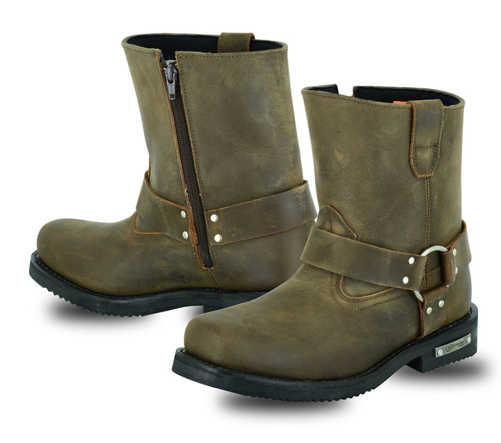 RC9742 Men's Side Zipper Waterproof Boots- Brown