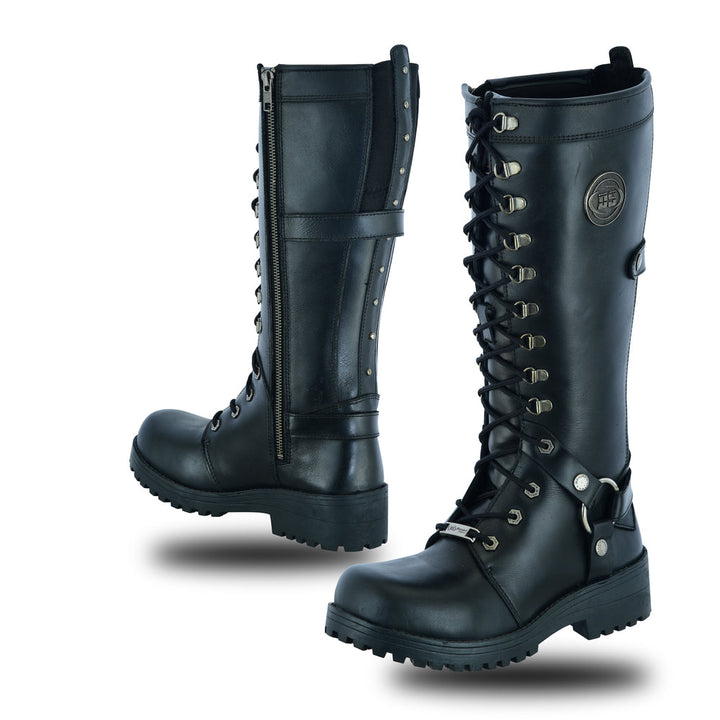 RC9765 Women's 15 Inch Black Leather Stylish Harness Boot