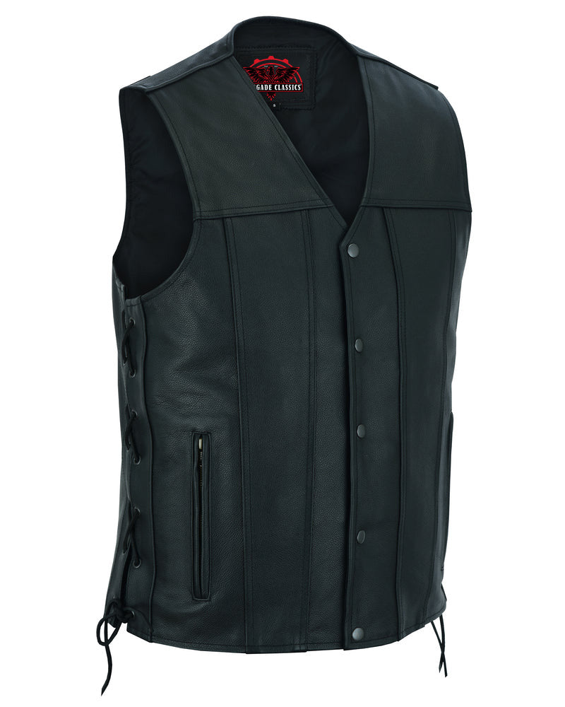 RC161TALL Men's Tall Classic Tapered Bottom Biker Leather Vest