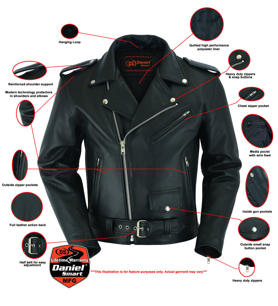 RC761 Motorcycle Armored Classic Biker Leather Jacket