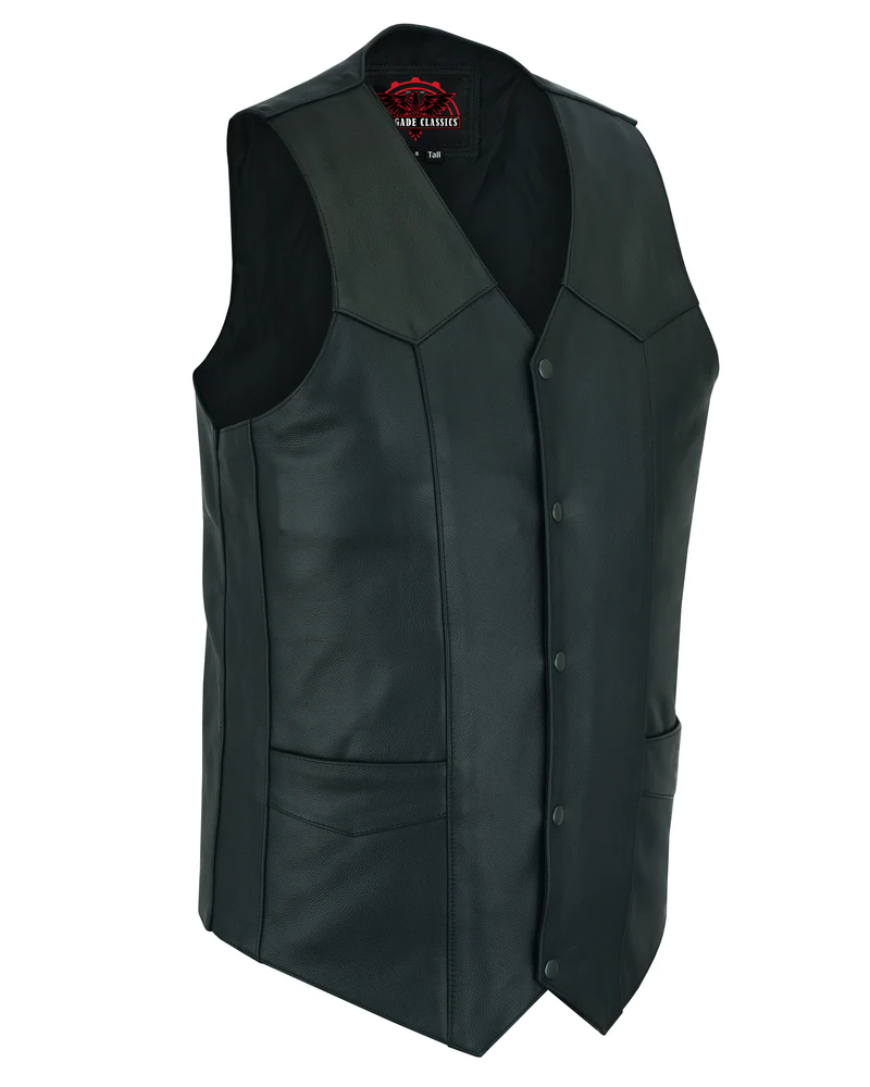 RC162TALL Men's Tall Classic Biker Leather Vest