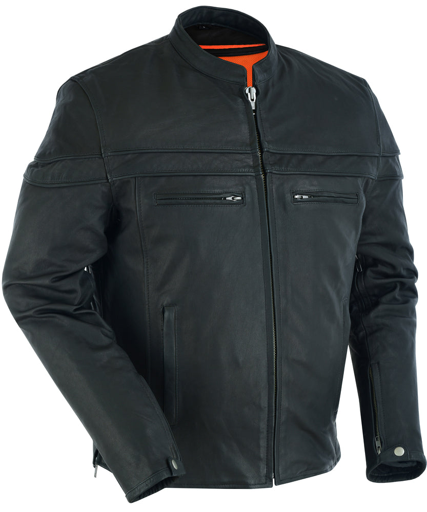 RC768 Men's Sporty Lightweight Leather Cross Over Jacket