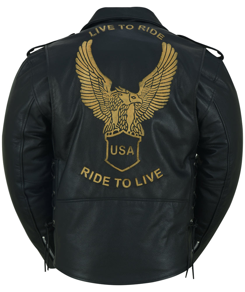 RC759 Men's Eagle Embossed Live To Ride - Ride To Live Classic Black