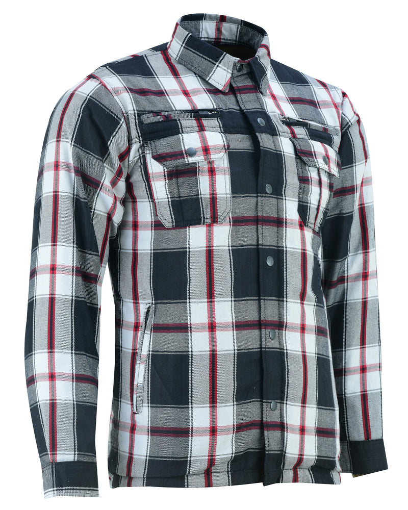 DS4672 Armored Flannel Shirt - Black, White & Red Daniel Smart Manufacturing