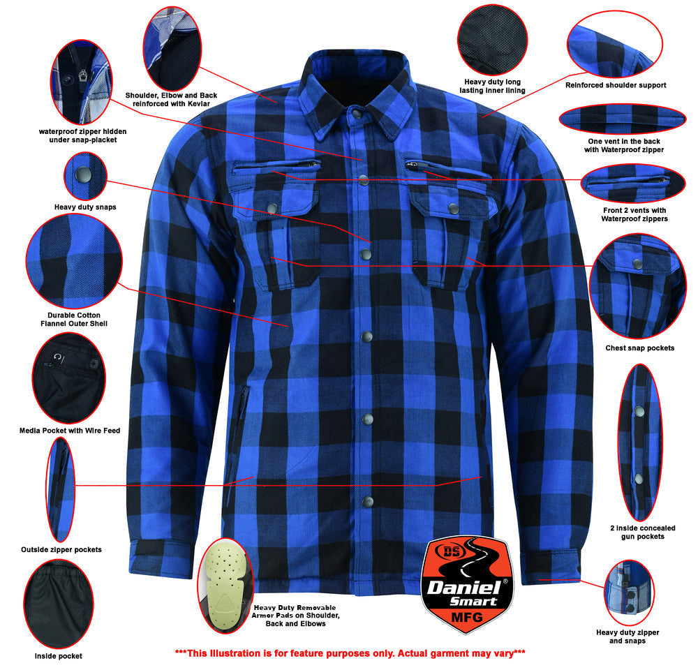 DS4674 Armored Flannel Shirt - Blue Daniel Smart Manufacturing