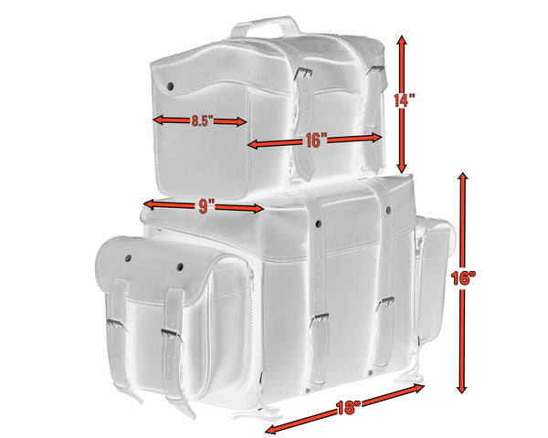 RC350 Leather Black PVC Large Four Piece Motorcycle Touring Tail Bag