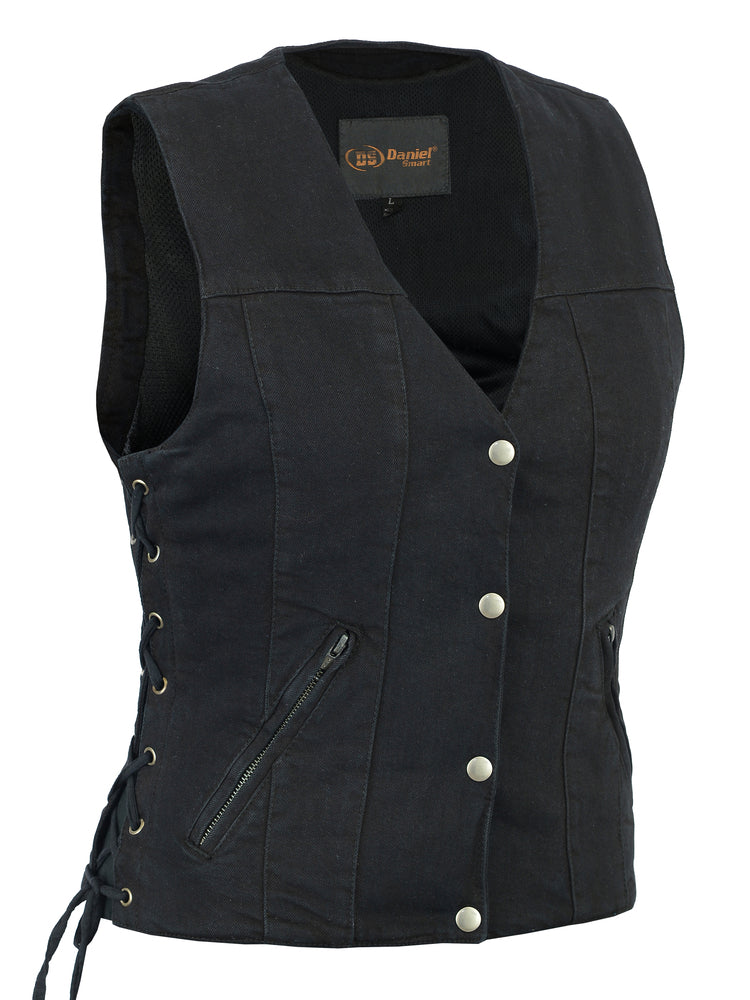 RM906BK Women's Single Back Panel Concealed Carry Denim Vest
