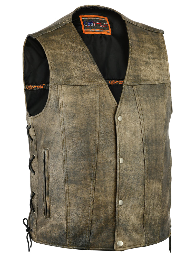 RC107 Men's Antique Brown Single Back Panel Concealed Carry Vest