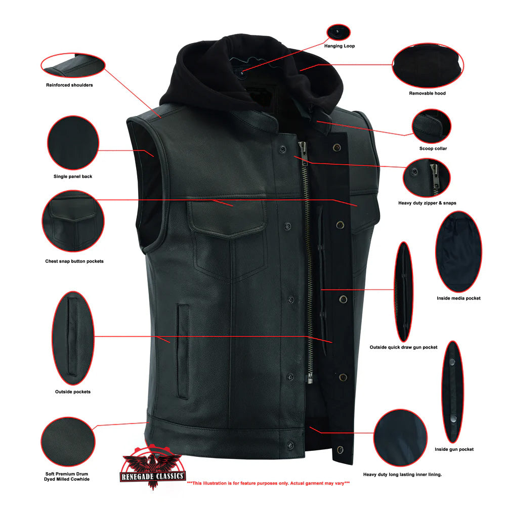 RC182 Concealed Snaps, Premium Naked Cowhide, Removable Hood & Hidden