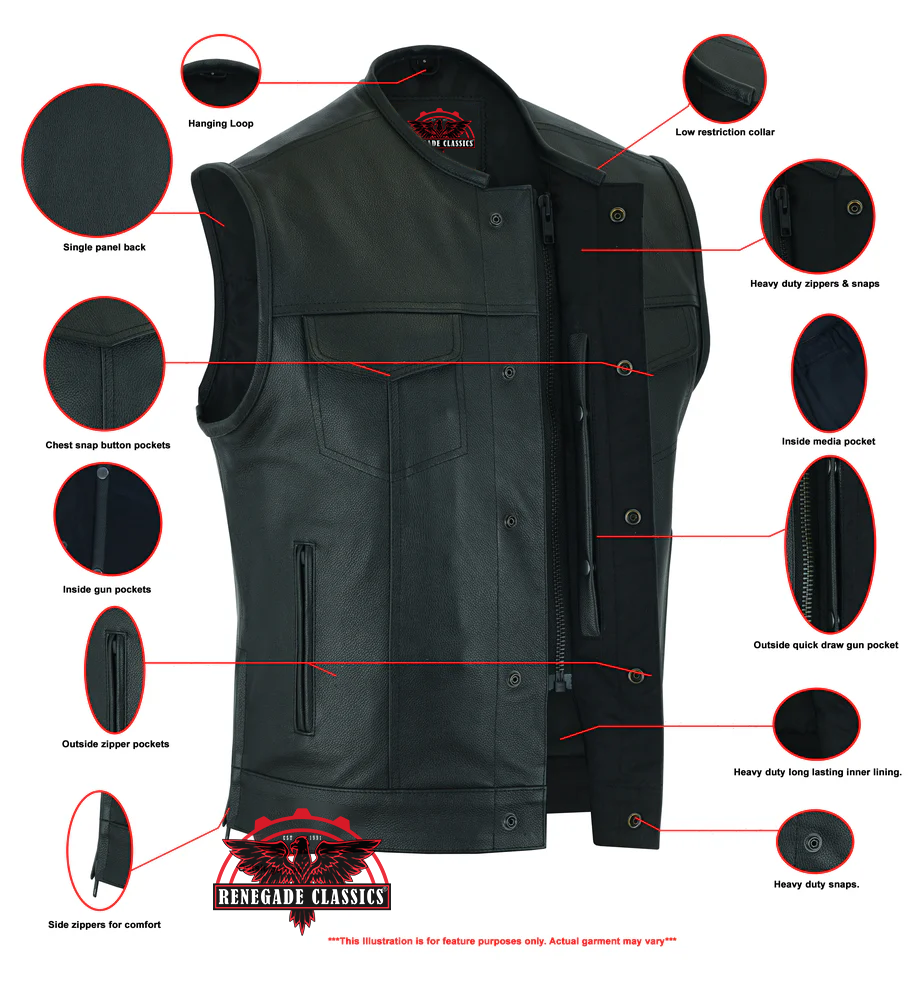 RC177 Upgraded Style Gun Pockets, Hidden #10" Black Metal Zipper, Side Zippers