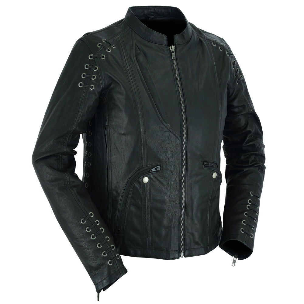 RC885 Women's Stylish Jacket with Grommet and Lacing Accents