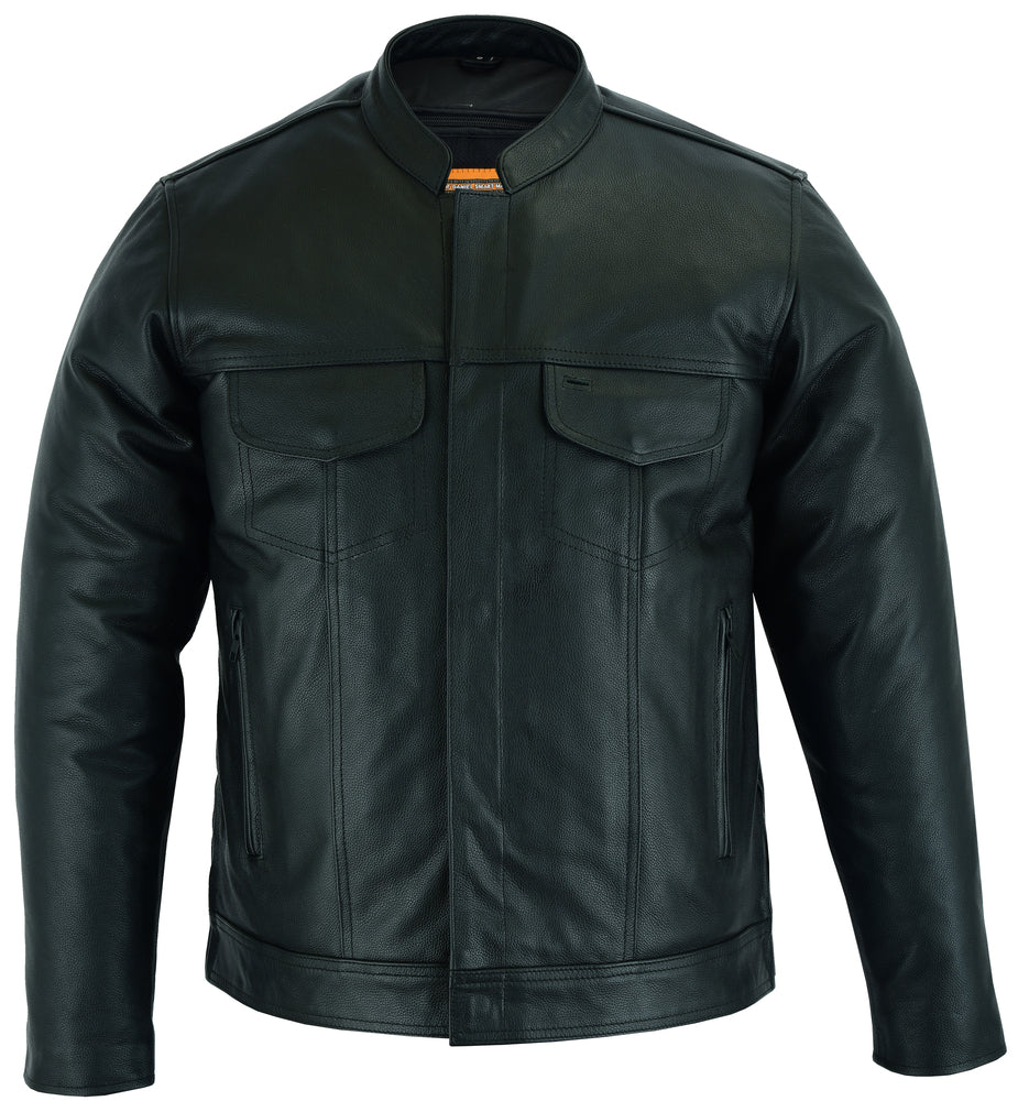RC788 Men's Full Cut Leather Shirt with Zipper/Snap Front