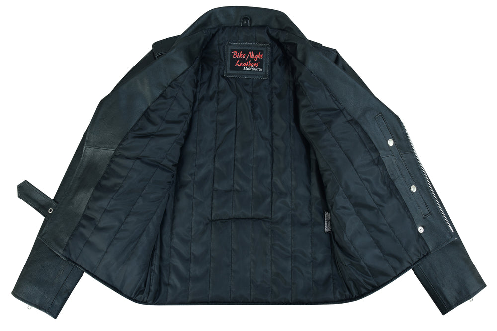 RC710 Economy Motorcycle Classic Biker Leather Jacket - Plain Sides