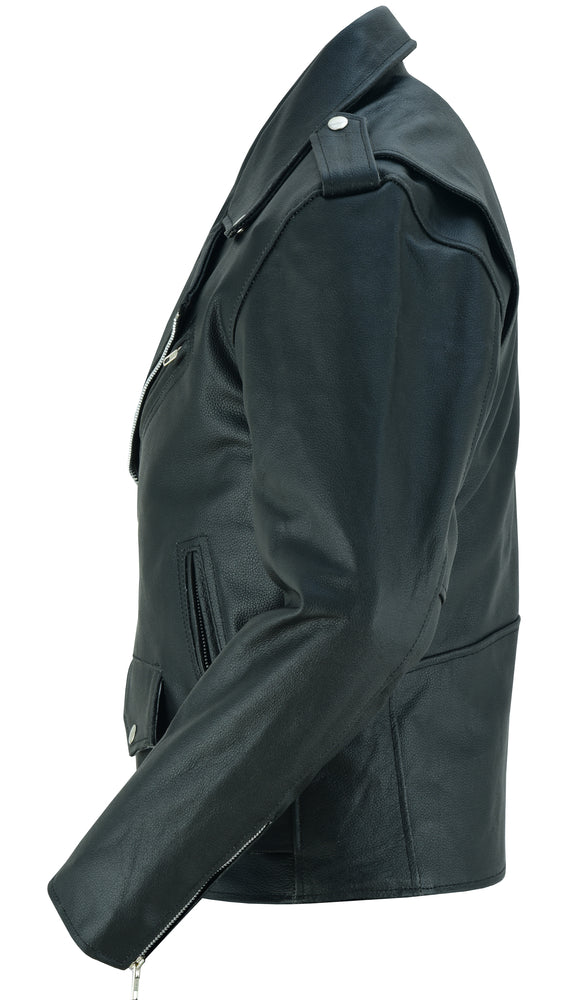 RC710 Economy Motorcycle Classic Biker Leather Jacket - Plain Sides