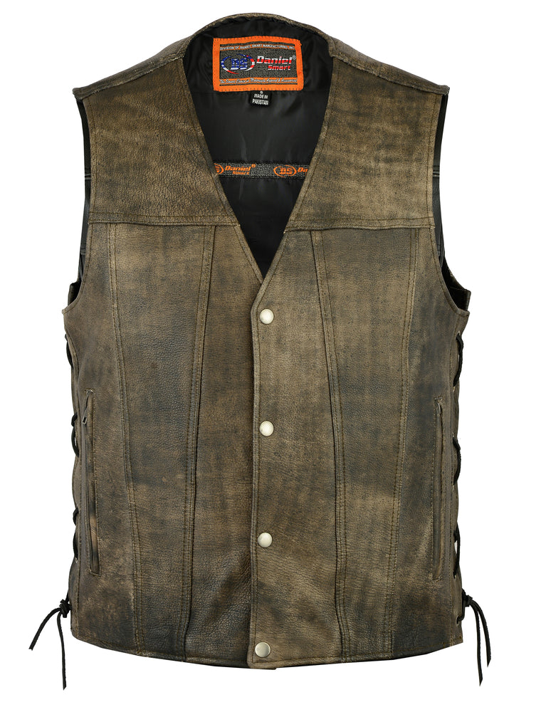 RC107 Men's Antique Brown Single Back Panel Concealed Carry Vest