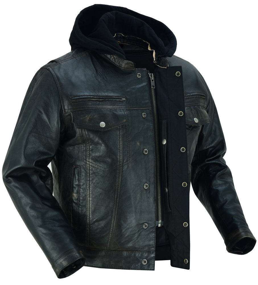 RC782 Men's Lightweight Drum Dyed Distressed Naked Lambskin Jacket