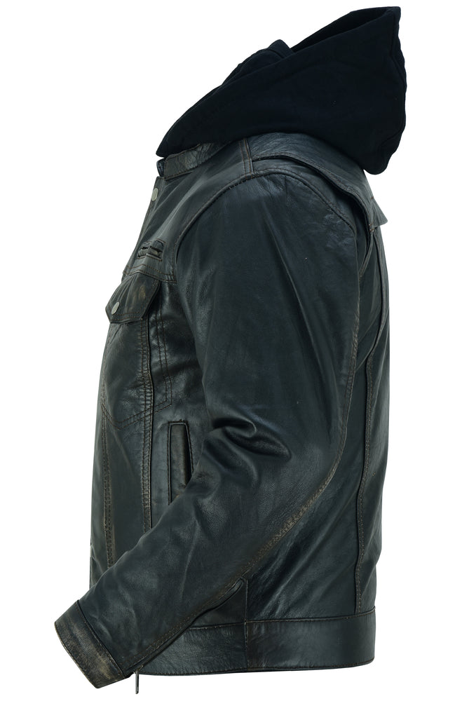 RC782 Men's Lightweight Drum Dyed Distressed Naked Lambskin Jacket