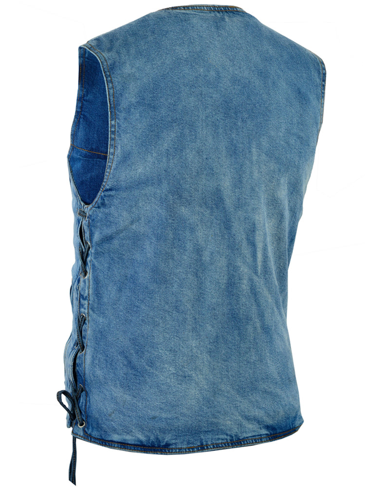 RM905BU    Men's Single Back Panel Concealed Carry Denim Vest