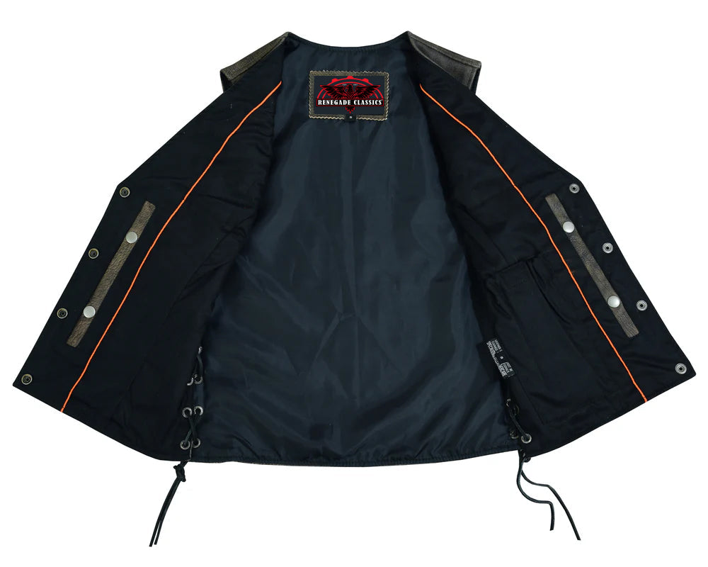 RC207 Women's Antique Brown Single Back Panel Concealed Carry Vest