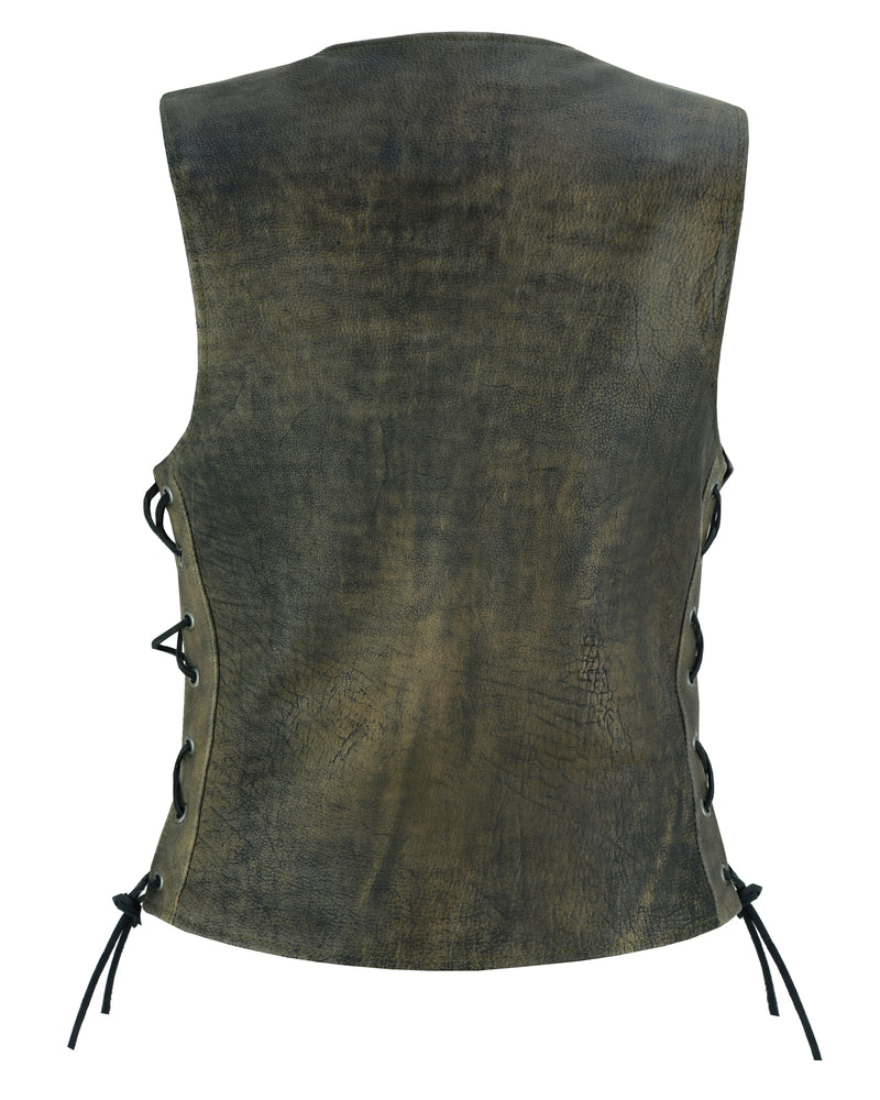 RC207 Women's Antique Brown Single Back Panel Concealed Carry Vest