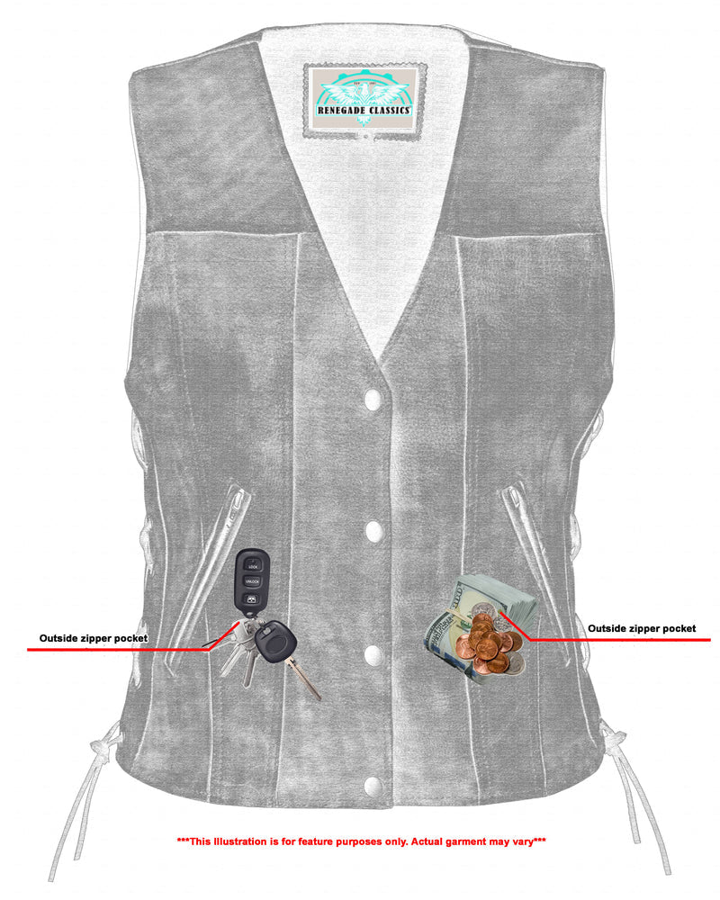 RC207 Women's Antique Brown Single Back Panel Concealed Carry Vest