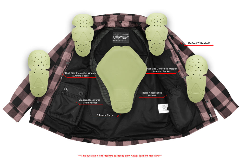 DS4671 Armored Flannel Shirt - Red Daniel Smart Manufacturing