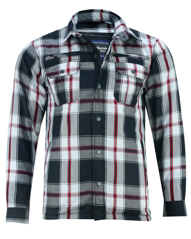 DS4672 Armored Flannel Shirt - Black, White & Red Daniel Smart Manufacturing