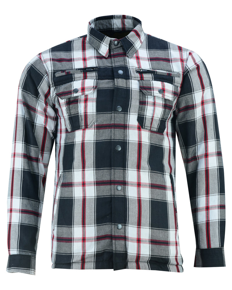 DS4672 Armored Flannel Shirt - Black, White & Red Daniel Smart Manufacturing