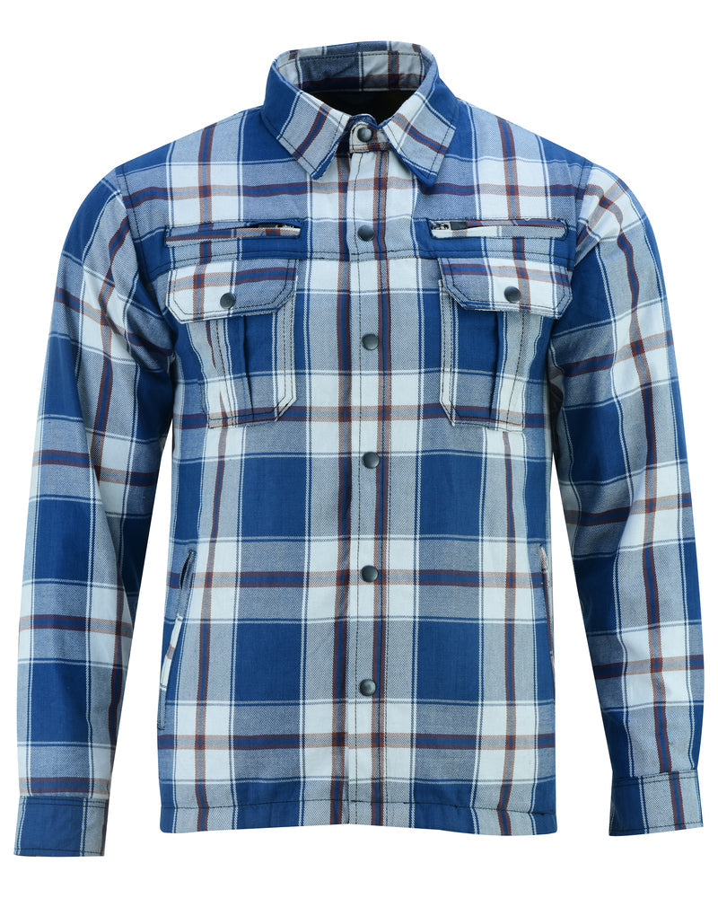 DS4673 Armored Flannel Shirt - Blue, White & Maroon Daniel Smart Manufacturing