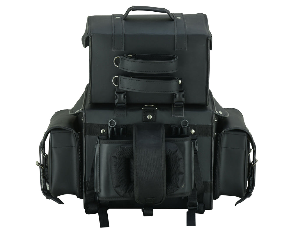 RC350 Leather Black PVC Large Four Piece Motorcycle Touring Tail Bag