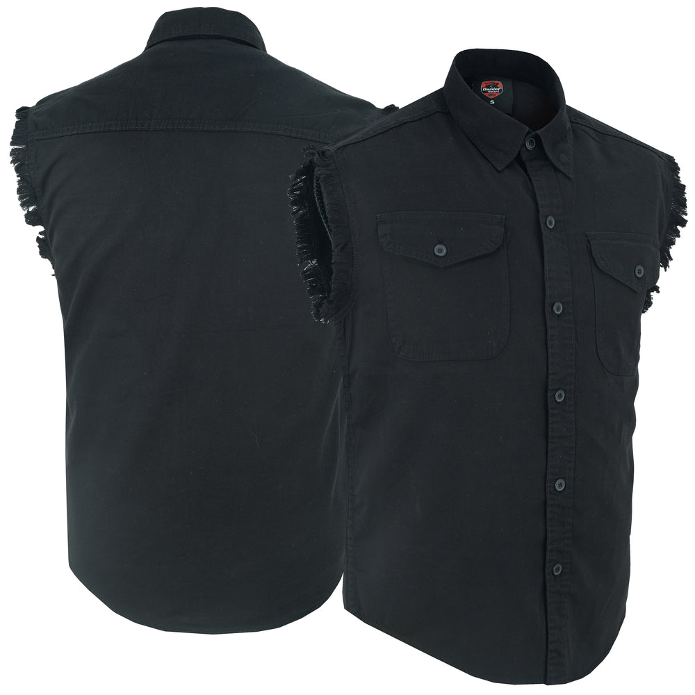 RM6001 Men's Black Lightweight Sleeveless Denim Shirt