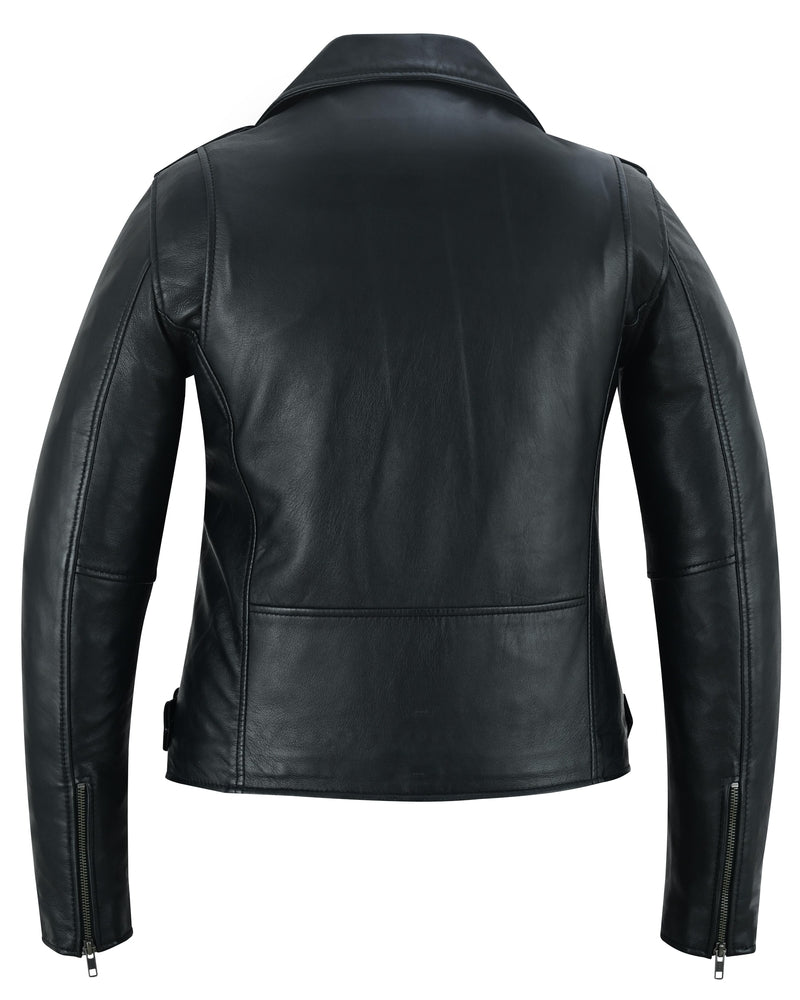 Black Pearl Women's Fashion Leather Jacket with Front Lace Accent