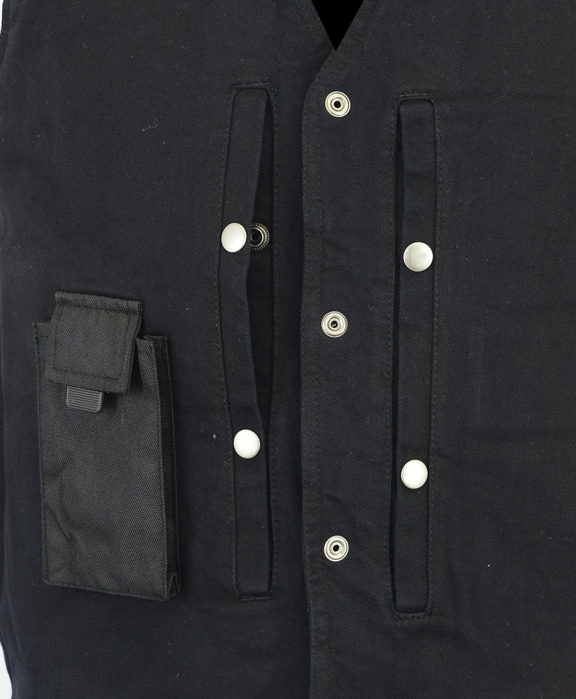 RM905BK Men's Single Back Panel Concealed Carry Denim Vest